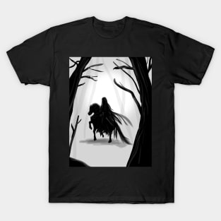 Black rider on a horse | Artprint T-Shirt